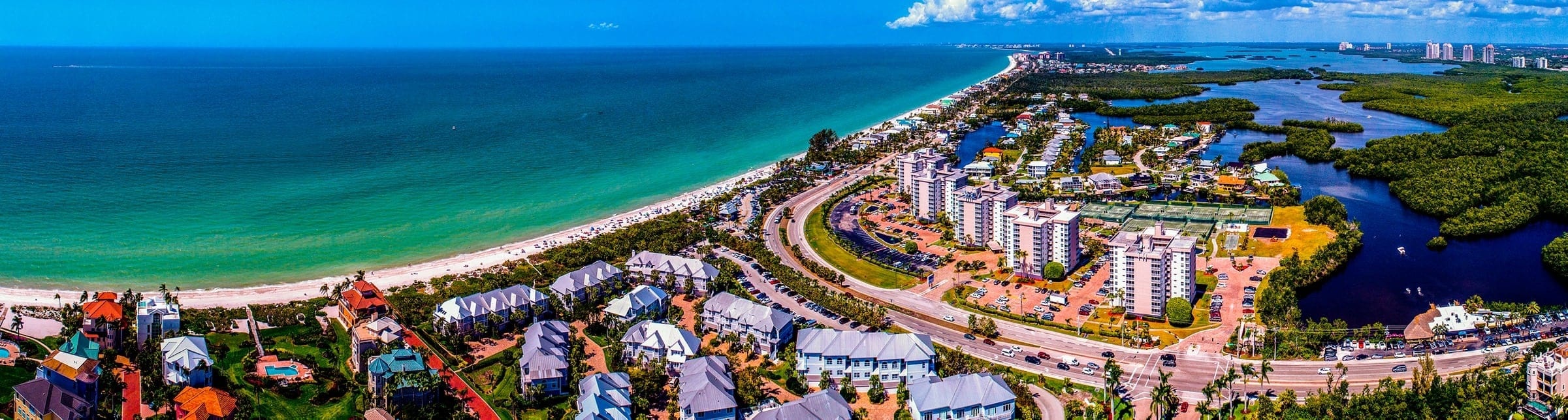 Aerial view of the Naples coastline