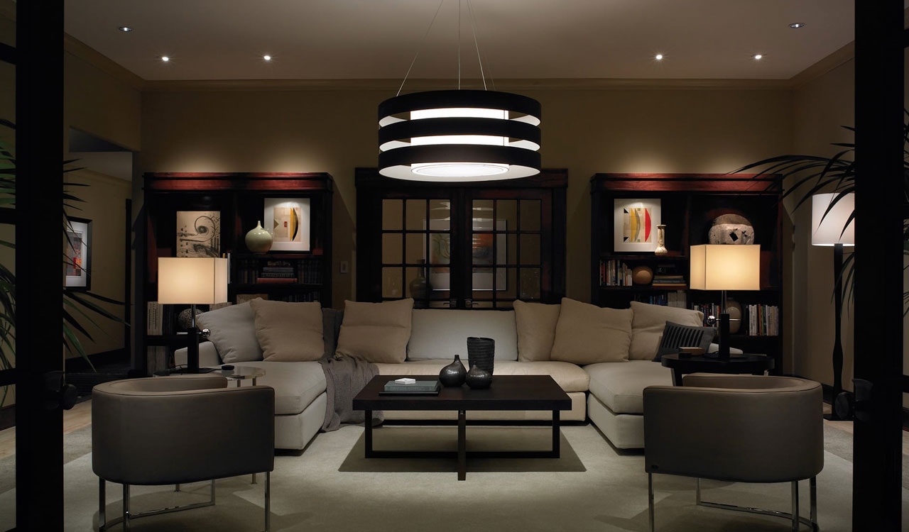 Connected Southwest Florida living room with large windows